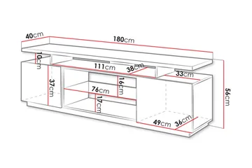 Ceasar TV-bænk 180 cm - Hvid - Møbler - TV borde & mediemøbler - TV-borde