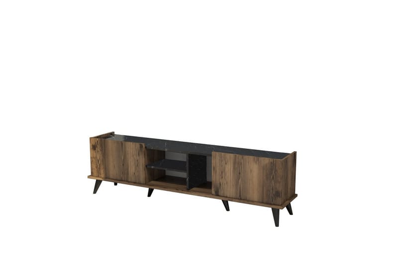 Challur TV-bænk 180 cm, Valnød/Sort