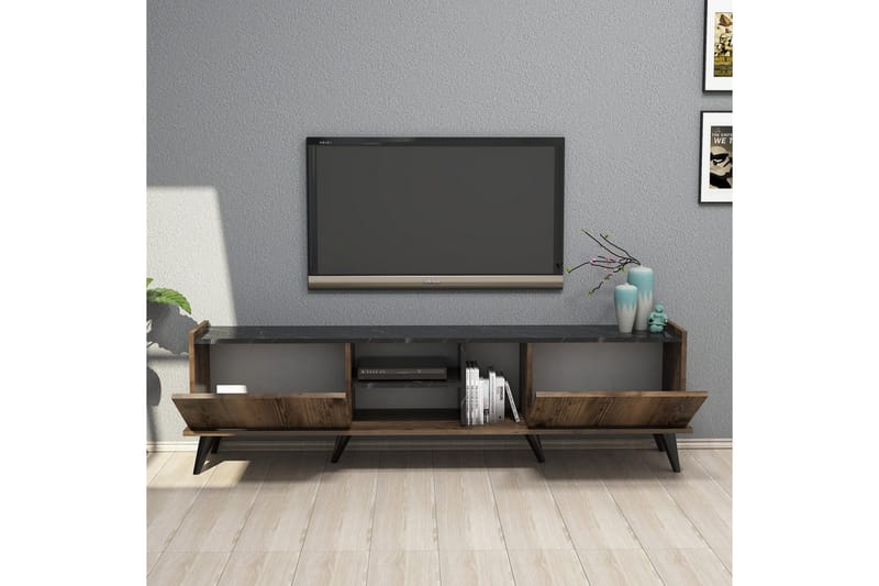 Challur TV-bænk 180 cm - Valnød/Sort - Møbler - TV borde & mediemøbler - TV-borde
