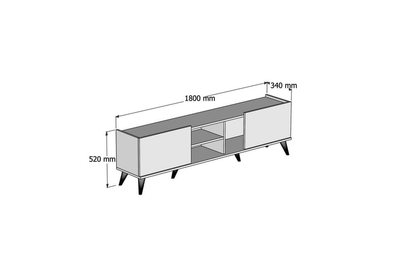 Challur TV-bænk 180 cm - Valnød/Sort - Møbler - TV borde & mediemøbler - TV-borde