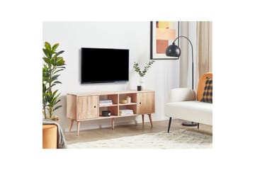 Chandler Fritstående Tv-bord 145 cm med Opbevaring i Lyst Træ - Lysebrun - Møbler - TV borde & mediemøbler - TV-borde