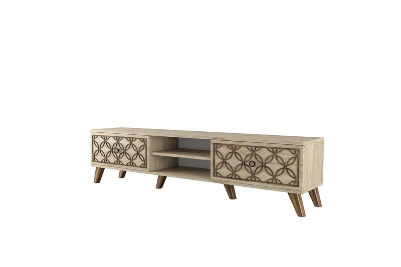 Chass Gulvstående Tv-bord 180 cm med Opbevaring i Lyst Træ, Beige