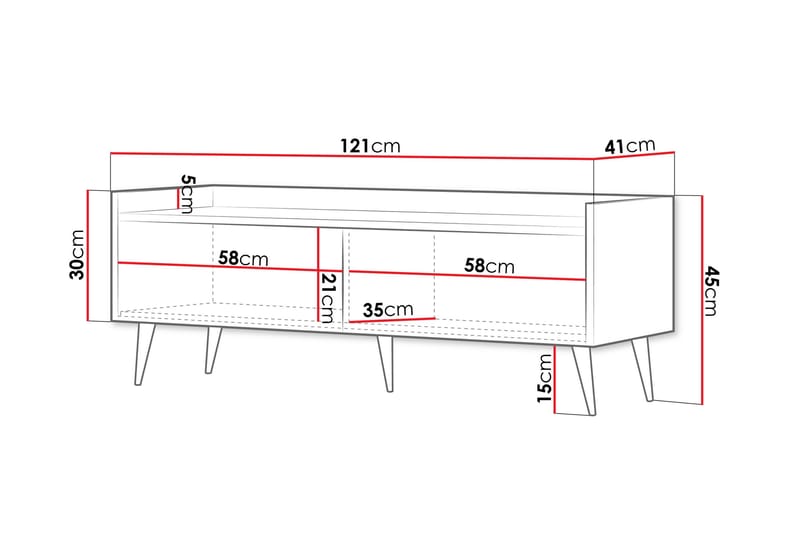 Chiku Fritstående Tv-bord 121 cm med Opbevaring i Malet Træ - Beige - Møbler - TV borde & mediemøbler - TV-borde