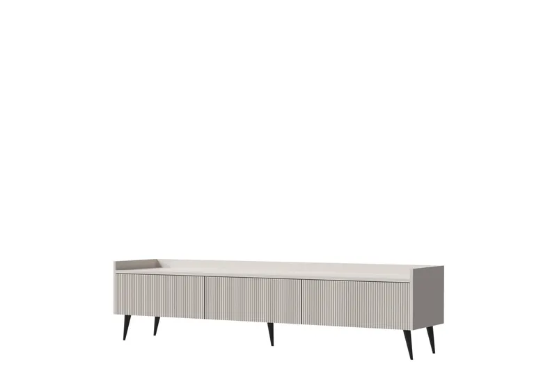 Chiku Gulvstående TV-bænk 180 cm med Opbevaring i Malet Træ, Beige