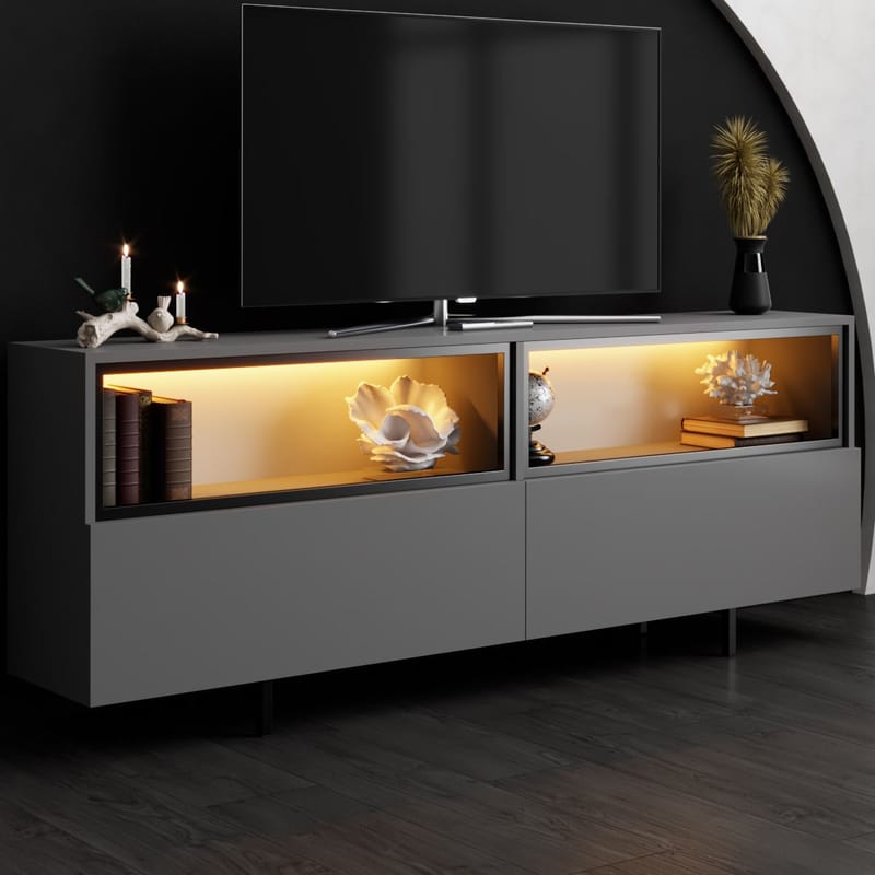 Cielieucel TV-bænk 180 cm - Antracit - Møbler - TV borde & mediemøbler - Mediestativ & vægbeslag