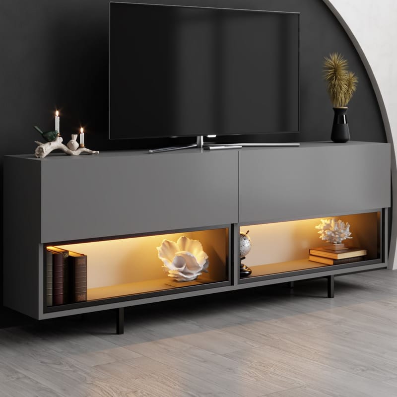 Cielieucel TV-bænk 180 cm - Antracit - Møbler - TV borde & mediemøbler - Mediestativ & vægbeslag