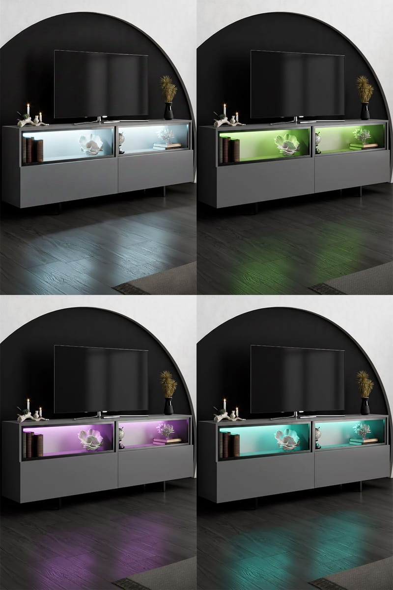 Cielieucel TV-bænk 180 cm - Antracit - Møbler - TV borde & mediemøbler - Mediestativ & vægbeslag