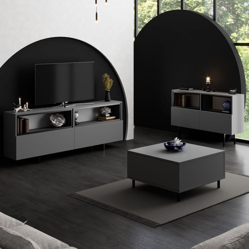 Cielieucel TV-bænk 180 cm - Antracit - Møbler - TV borde & mediemøbler - Mediestativ & vægbeslag