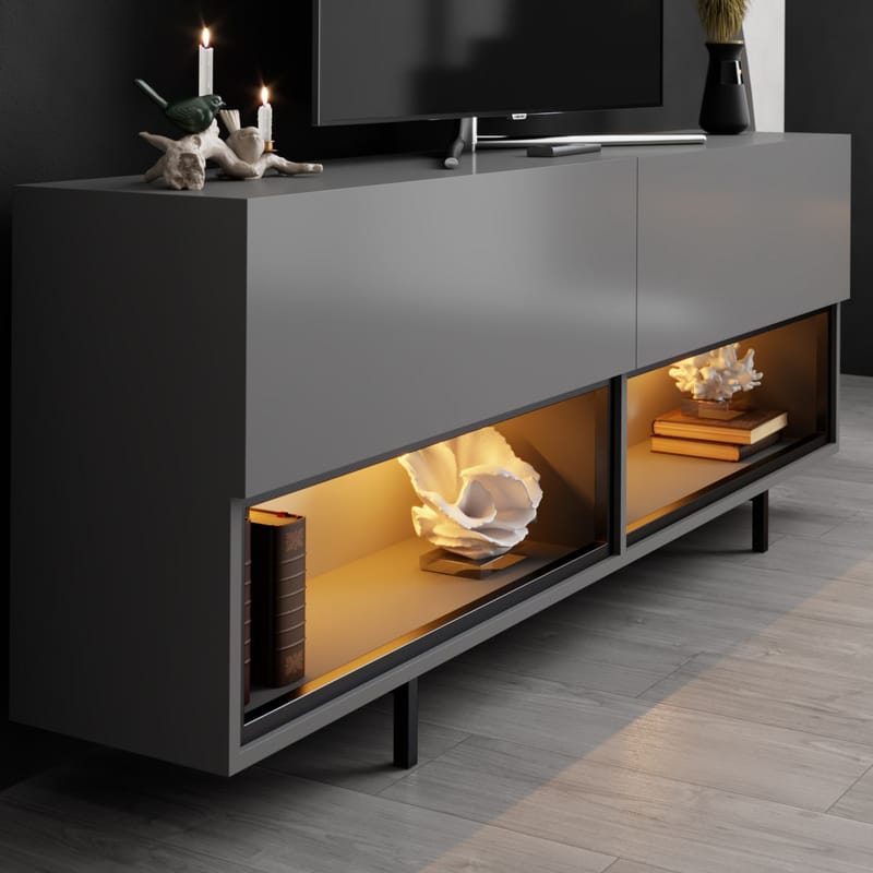 Cielieucel TV-bænk 180 cm - Antracit - Møbler - TV borde & mediemøbler - Mediestativ & vægbeslag