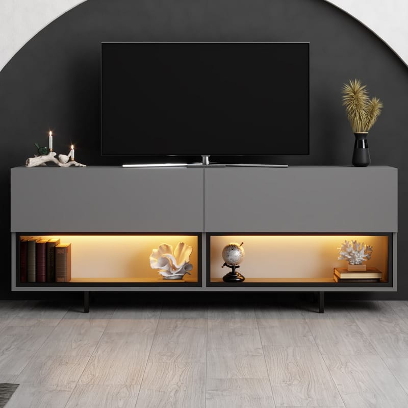 Cielieucel TV-bænk 180 cm - Antracit - Møbler - TV borde & mediemøbler - Mediestativ & vægbeslag