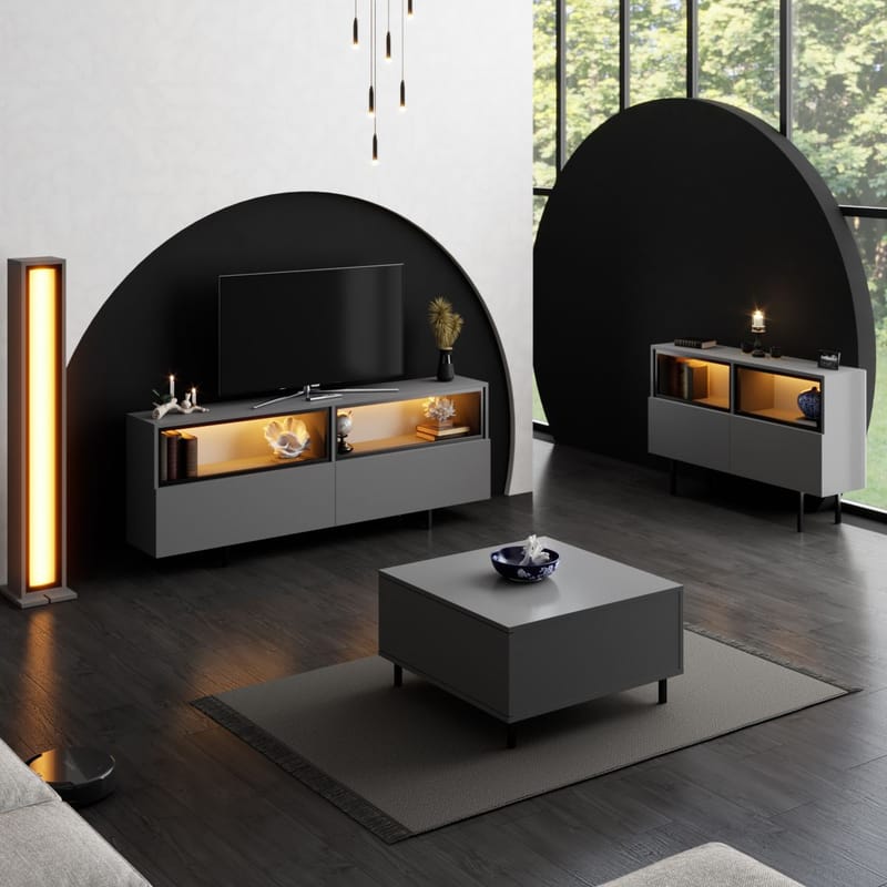 Cielieucel TV-bænk 180 cm - Antracit - Møbler - TV borde & mediemøbler - Mediestativ & vægbeslag