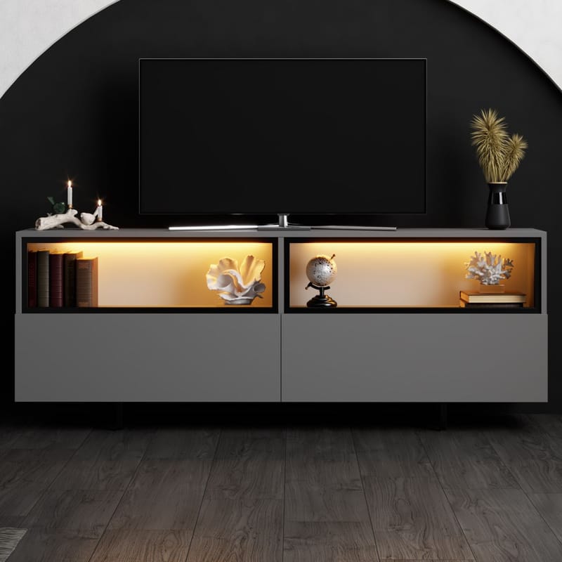 Cielieucel TV-bænk 180 cm - Antracit - Møbler - TV borde & mediemøbler - Mediestativ & vægbeslag