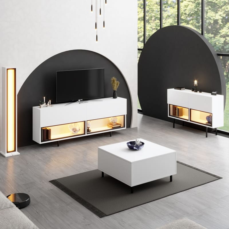 Cielieucel TV-bænk 180 cm - Hvid - Møbler - TV borde & mediemøbler - Mediestativ & vægbeslag