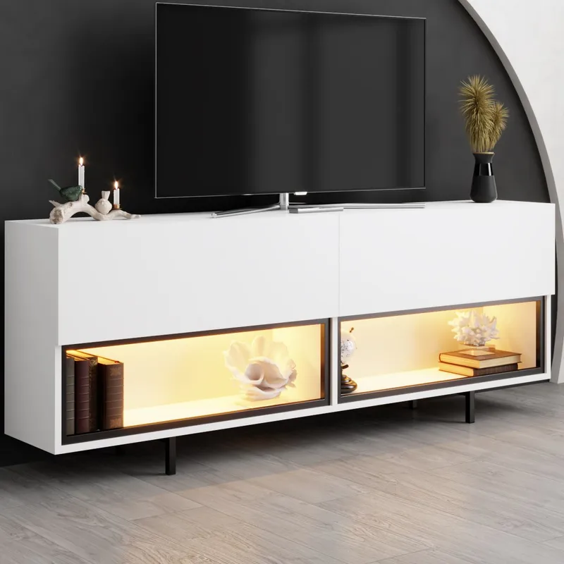 Cielieucel TV-bænk 180 cm - Hvid - Møbler - TV borde & mediemøbler - Mediestativ & vægbeslag