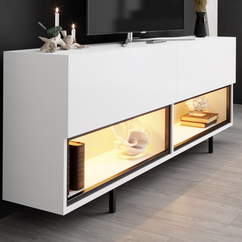 Cielieucel TV-bænk 180 cm - Hvid - Møbler - TV borde & mediemøbler - Mediestativ & vægbeslag