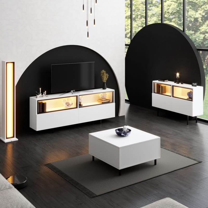 Cielieucel TV-bænk 180 cm - Hvid - Møbler - TV borde & mediemøbler - Mediestativ & vægbeslag