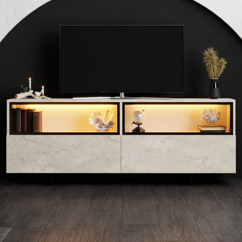 Cielieucel TV-bænk 180 cm - Travertin - Møbler - TV borde & mediemøbler - Mediestativ & vægbeslag