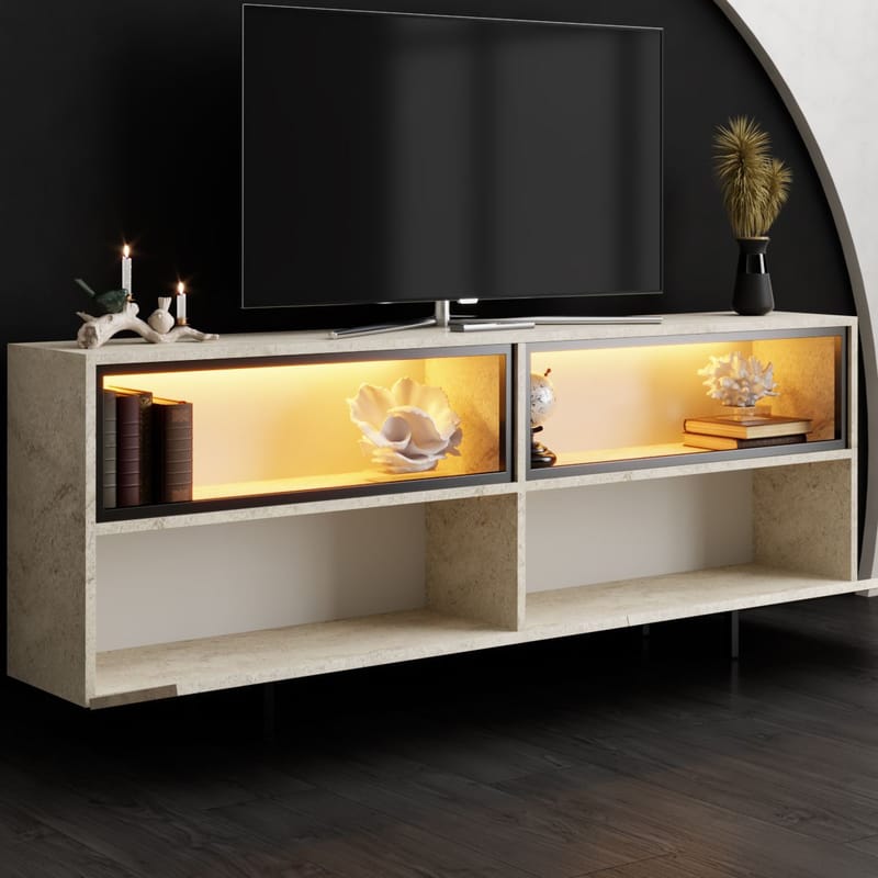 Cielieucel TV-bænk 180 cm - Travertin - Møbler - TV borde & mediemøbler - Mediestativ & vægbeslag