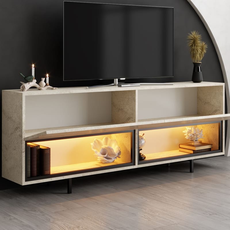 Cielieucel TV-bænk 180 cm - Travertin - Møbler - TV borde & mediemøbler - Mediestativ & vægbeslag