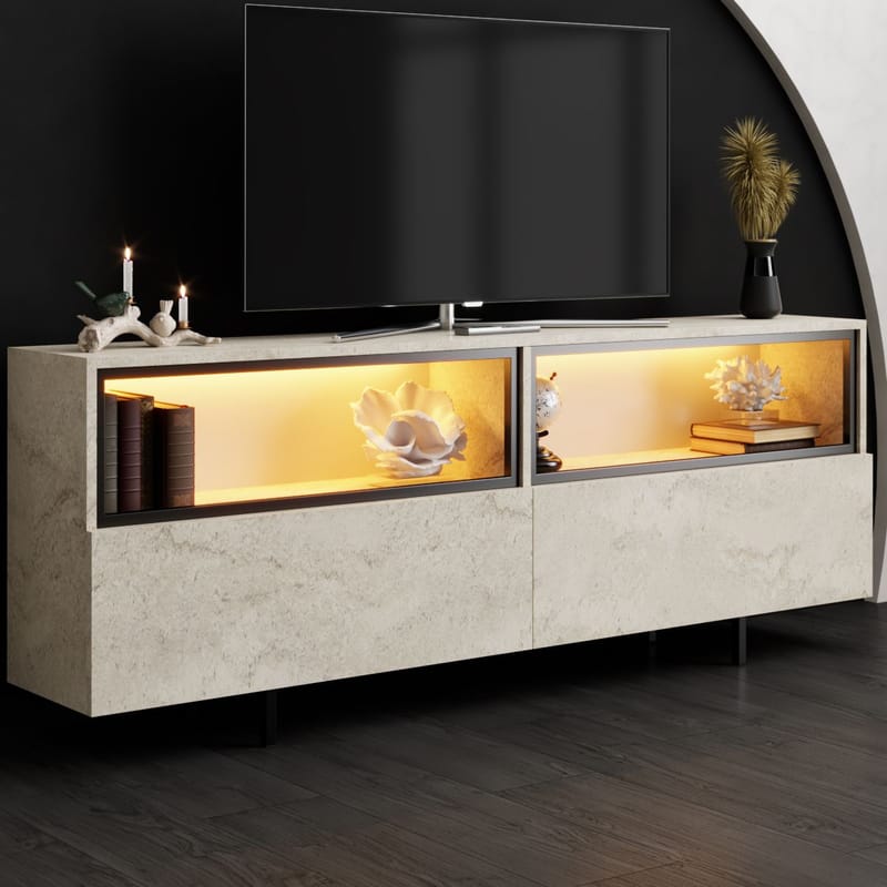 Cielieucel TV-bænk 180 cm - Travertin - Møbler - TV borde & mediemøbler - Mediestativ & vægbeslag