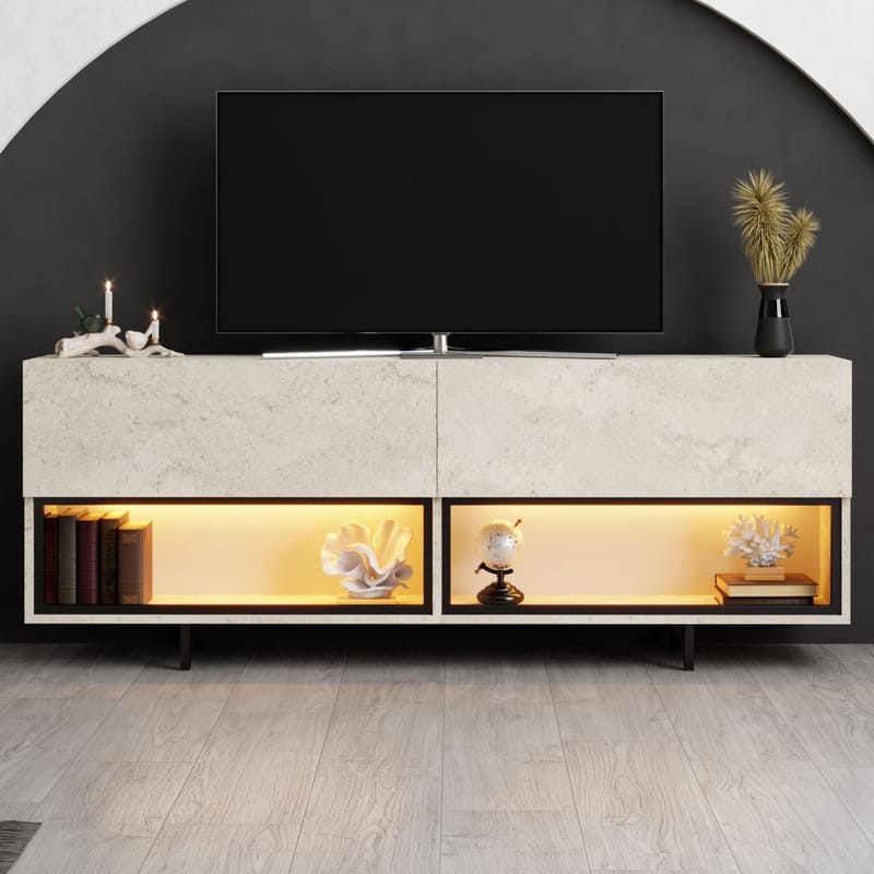 Cielieucel TV-bænk 180 cm - Travertin - Møbler - TV borde & mediemøbler - Mediestativ & vægbeslag