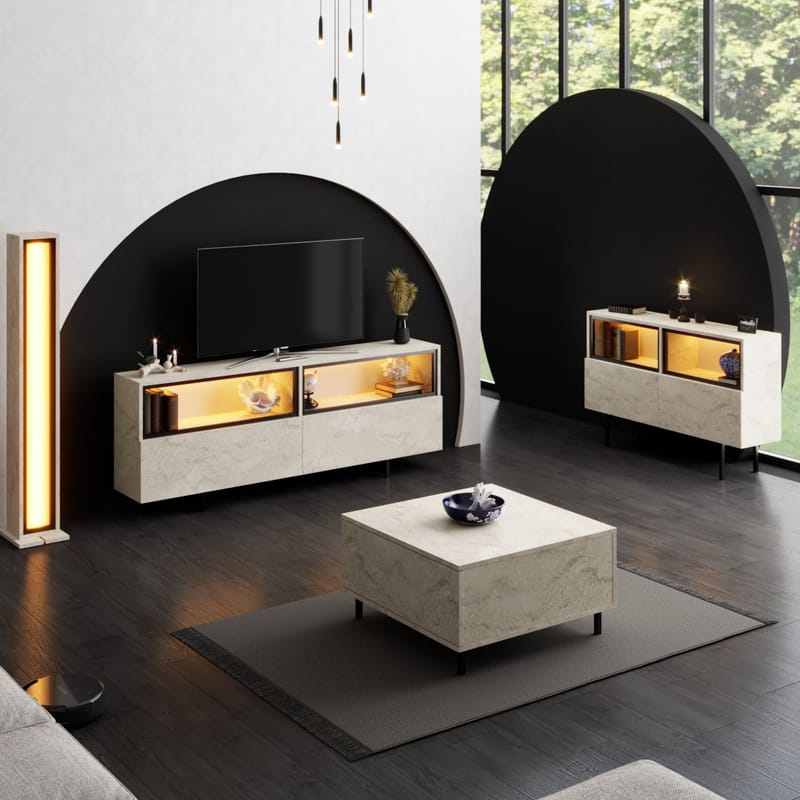 Cielieucel TV-bænk 180 cm - Travertin - Møbler - TV borde & mediemøbler - Mediestativ & vægbeslag