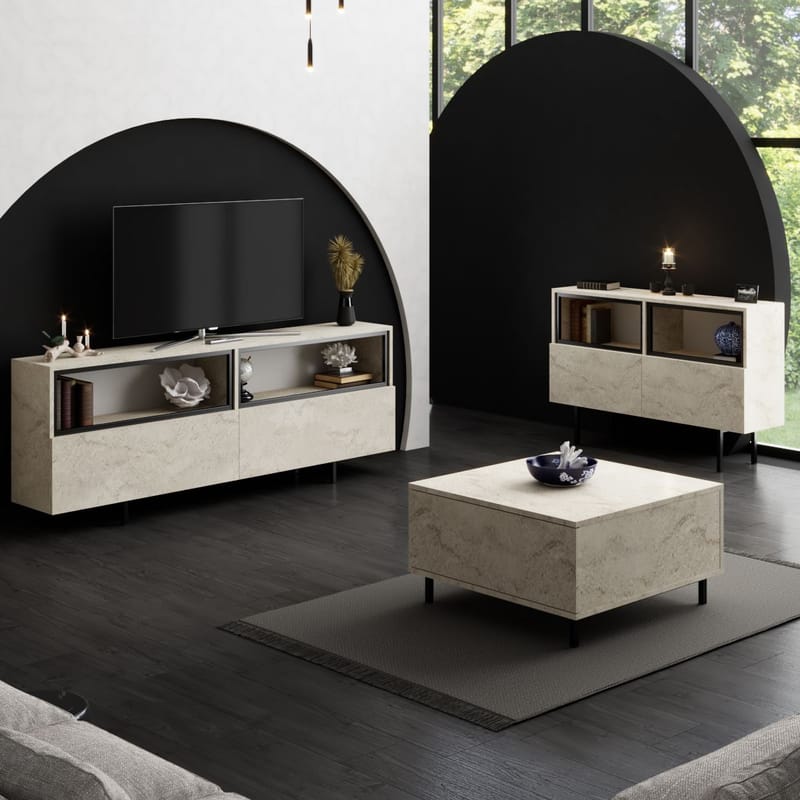 Cielieucel TV-bænk 180 cm - Travertin - Møbler - TV borde & mediemøbler - Mediestativ & vægbeslag