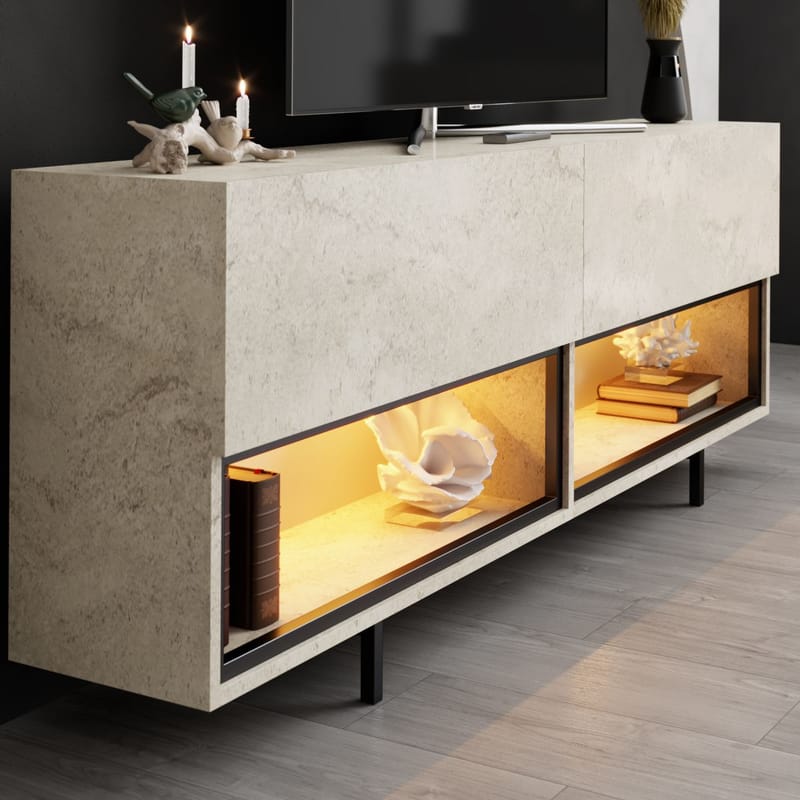 Cielieucel TV-bænk 180 cm - Travertin - Møbler - TV borde & mediemøbler - Mediestativ & vægbeslag