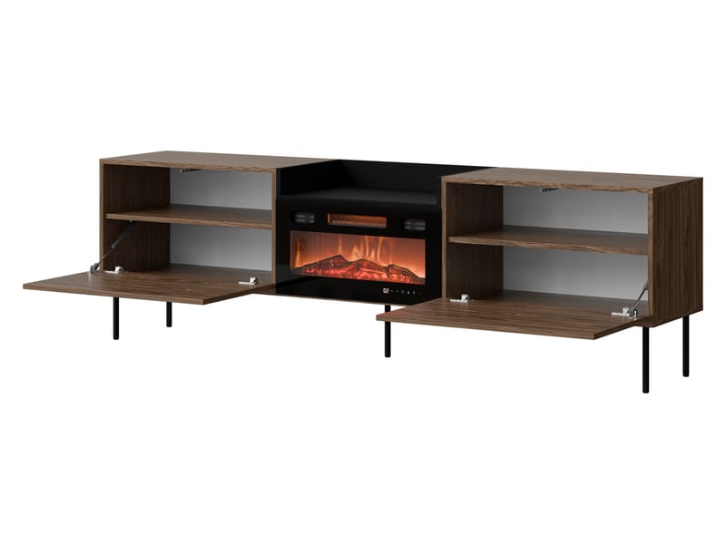 Clarinor TV-bænk 200 cm med Pejs med Varmefunktion - Beige|sort - Møbler - TV borde & mediemøbler - TV-borde