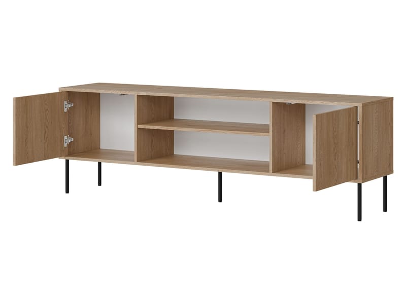 Claven Gulvstående TV-bænk 183 cm med Opbevaring i Træ og Egetræslook - Beige - Møbler - TV borde & mediemøbler - TV-borde