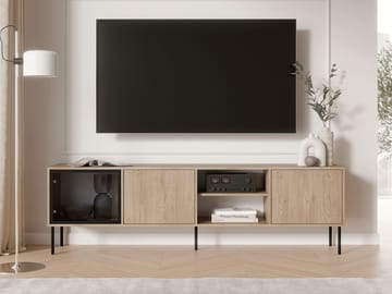 Claven Gulvstående TV-bænk 201 cm med Opbevaring i Lyst Træ - Beige - Møbler - TV borde & mediemøbler - TV-borde
