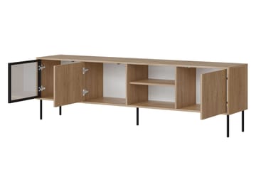 Claven Gulvstående TV-bænk 201 cm med Opbevaring i Lyst Træ - Beige - Møbler - TV borde & mediemøbler - TV-borde