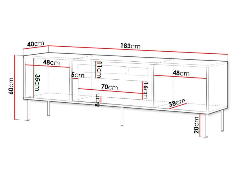Claven TV-bænk 183 cm - beige - Møbler - TV borde & mediemøbler - TV-borde