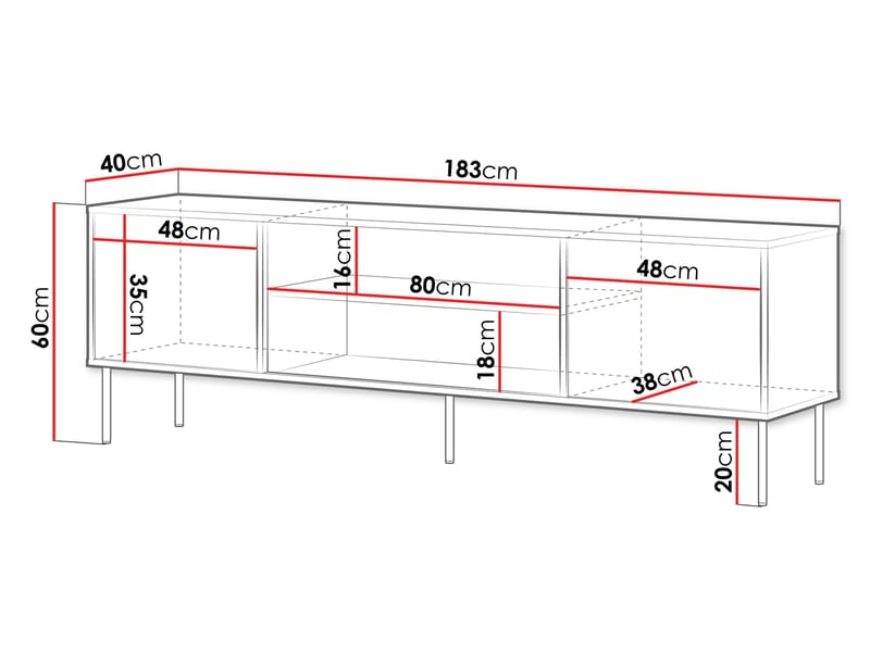 Claven TV-bænk 183 cm - brun - Møbler - TV borde & mediemøbler - TV-borde