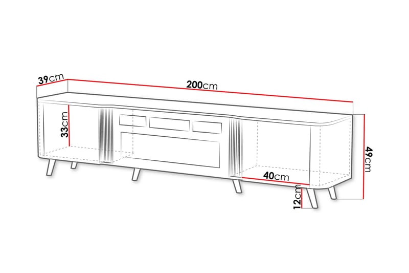 Clement Tv-bænk 200 cm - Beige - Møbler - TV borde & mediem�øbler - TV-borde