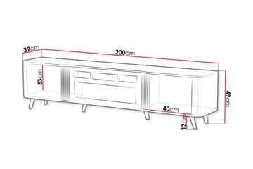 Clement TV-bænk 200 cm - Sort/Brun - Møbler - TV borde & mediemøbler - TV-borde