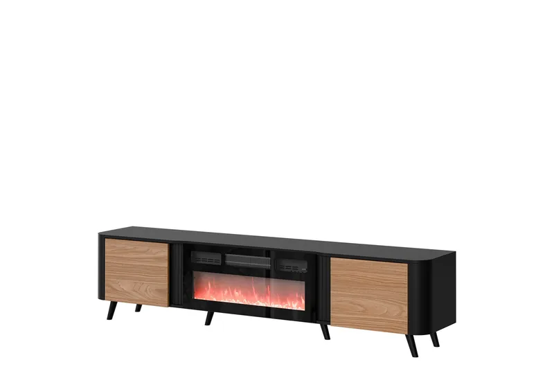 Clement TV-bænk 200 cm, Sort/Brun