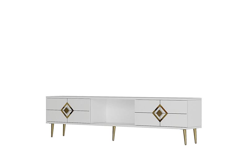 Cleryn TV-bænk 150 cm - Hvid/Guld - Møbler - TV borde & mediemøbler - TV-borde