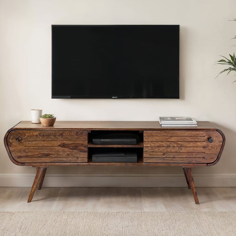 Coreri Fritstående Tv-bord 160 cm med Opbevaring i Valnød - Brun - Møbler - TV borde & mediemøbler - TV-borde