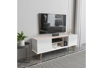 Corvo Fritstående Tv-bord 154,4 cm med Opbevaring i Malet Træ - Hvid|Beige - Møbler - TV borde & mediemøbler - TV-borde