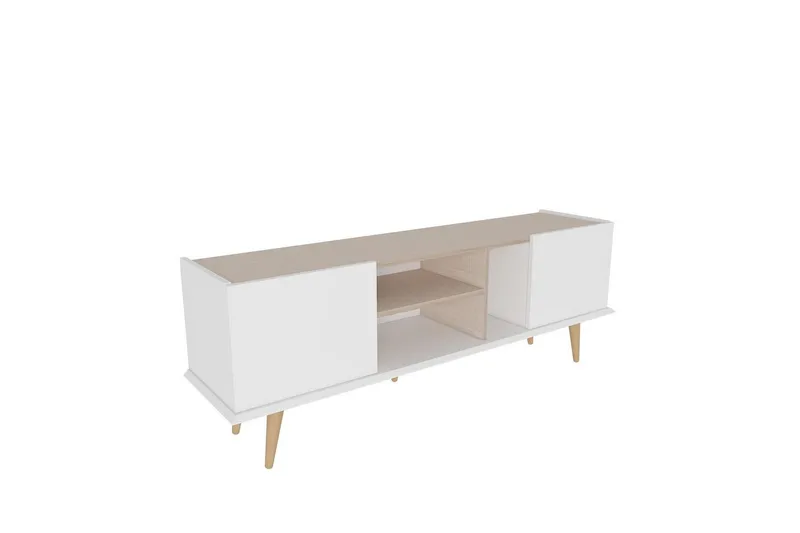 Corvo Fritstående Tv-bord 154,4 cm med Opbevaring i Malet Træ, Hvid|Beige