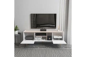 Corvo Fritstående Tv-bord 154,4 cm med Opbevaring i Malet Træ - Hvid|Beige - Møbler - TV borde & mediemøbler - TV-borde