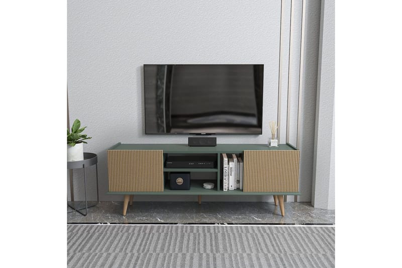 Corvo TV-bænk 154,4 cm - Lys Brun/Grøn - Møbler - TV borde & mediemøbler - TV-borde