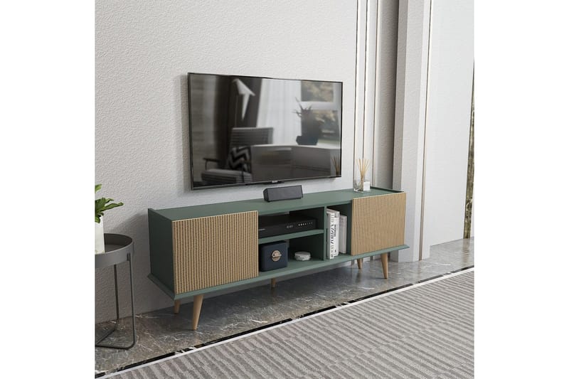 Corvo TV-bænk 154,4 cm - Lys Brun/Grøn - Møbler - TV borde & mediemøbler - TV-borde