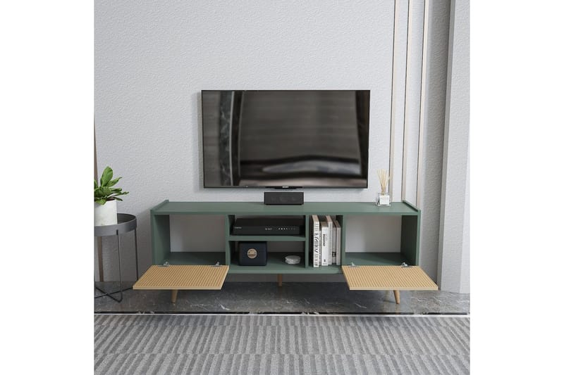 Corvo TV-bænk 154,4 cm - Lys Brun/Grøn - Møbler - TV borde & mediemøbler - TV-borde