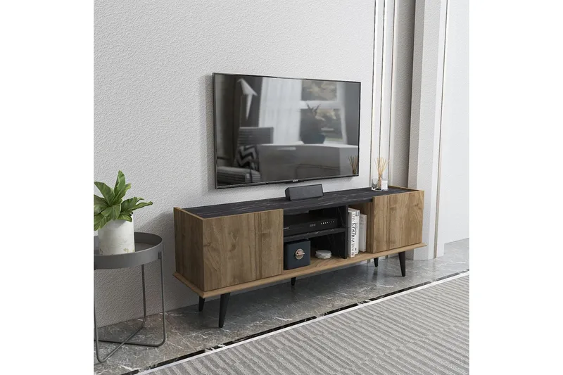 Corvo TV-bænk 154,4 cm - Valnød/Sort - Møbler - TV borde & mediemøbler - TV-borde