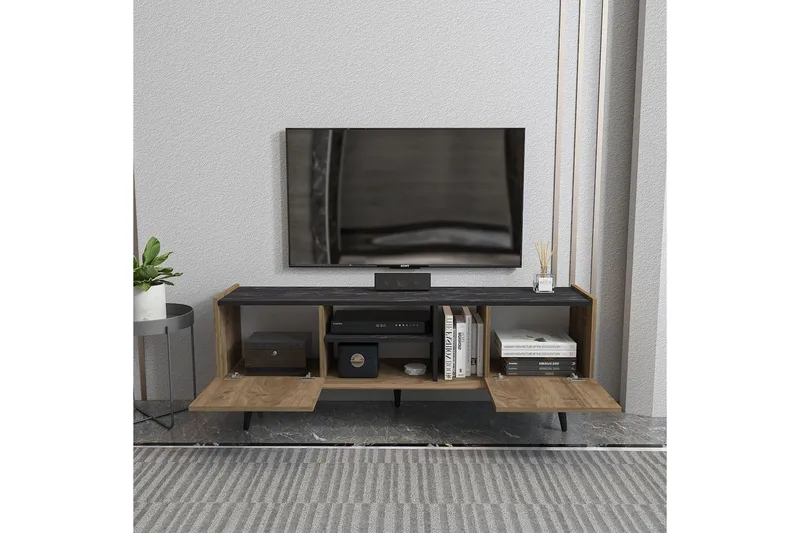 Corvo TV-bænk 154,4 cm - Valnød/Sort - Møbler - TV borde & mediemøbler - TV-borde