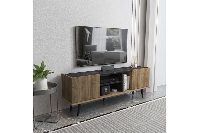 Corvo TV-bænk 154,4 cm - Valnød/Sort - Møbler - TV borde & mediemøbler - TV-borde