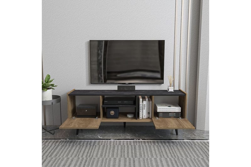 Corvo TV-bænk 154,4 cm - Valnød/Sort - Møbler - TV borde & mediemøbler - TV-borde