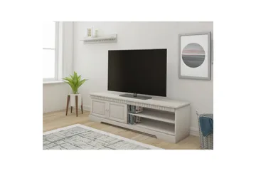 Cubrix Gulvstående Tv-bord 162 cm med Opbevaring i Fyr - Hvid - Møbler - TV borde & mediemøbler - TV-borde